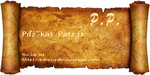 Pákai Patrik névjegykártya
